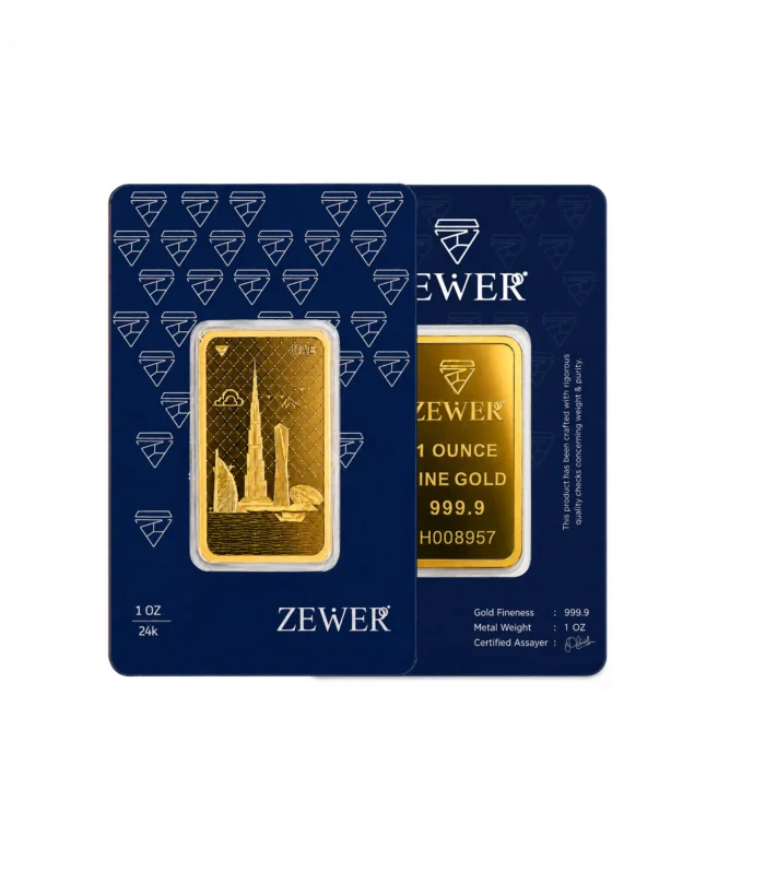 24Kt 31.100g (1 Ouz) 999.9 Burj Al Arab, Burj Khalifa, Cayan Tower, Museum of the Future, Traditional Abra Boat on Dubai Creek & Geometric UAE Lattice Field