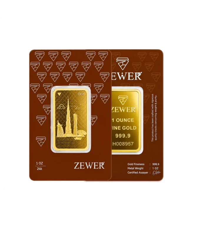 24Kt 31.100g (1 Ouz) 999.9 Burj Al Arab, Burj Khalifa, Cayan Tower, Museum of the Future, Traditional Abra Boat on Dubai Creek & Geometric UAE Lattice Field